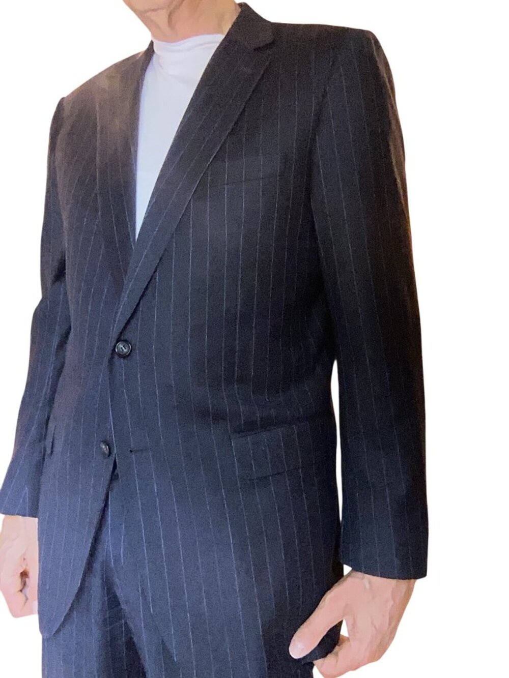 Filodoro Mens Pinstripe Super 140s Wool Suit Abito Sartoriale*Gray*42 Jacket*EUC